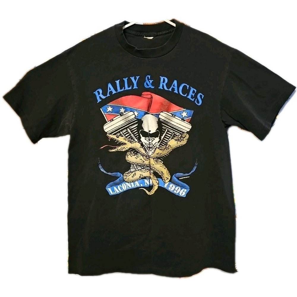 Vintage 1996 Laconia Rally Race Bike Week Shirt Single Stitch 2 Sided Motorcycle